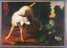 Gemälde von van Dyck mit einem silbergrauen Vorstehhund (1632)